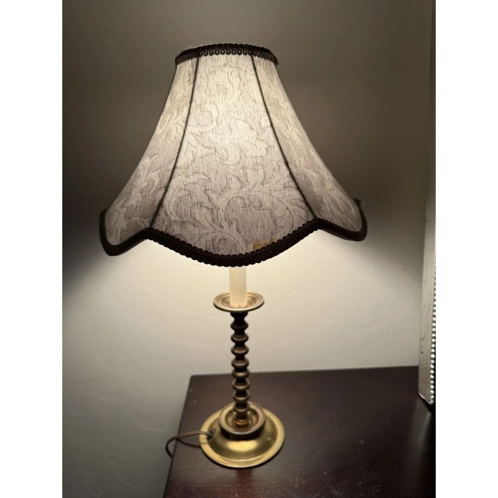 Vintage Brass Table Lamp Barley Twist Column ~13